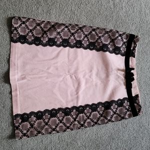 Ruth Women's Pencil Skirt Size 2 Pink Black Lace Back Zipper